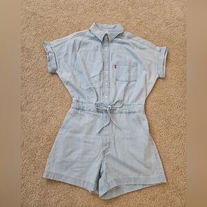 Levi's Light Blue Denim Romper Women's Size Medium M New with Tags Pockets